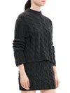 Theory Wool-cashmere Mock-neck Cable Sweater In Charcoal