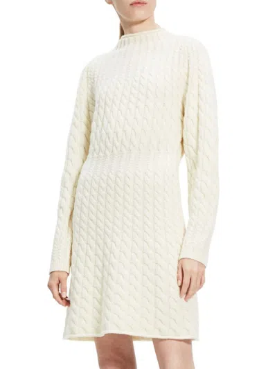 Theory Women's Wool Blend Cable Knit Minidress In Ivory