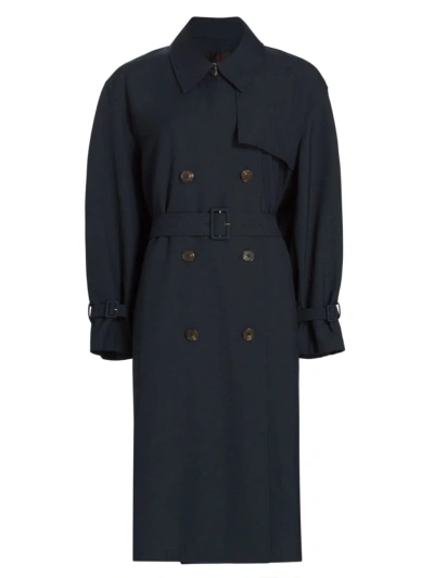 Theory Women's Wool-blend Double-breasted Trench Coat In Nocturne Navy