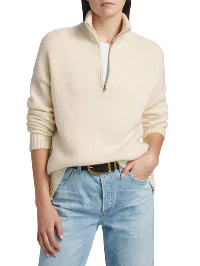 Theory Women's Wool-cashmere Half-zip Sweater In Neutral