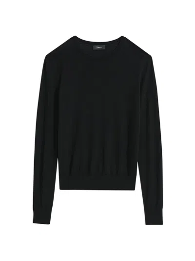 Theory Women's Wool Crewneck Sweater In Black
