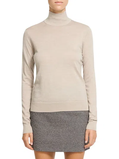 Theory Womens 100% Cashmere Ribbed Trim Mock Turtleneck Sweater In Multi