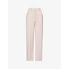 Theory Womens  Belt-loop Slip-pocket Straight-leg High-rise Wool Trousers In Blush