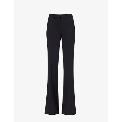 Theory Womens Black - 001 Demitria Boot-leg Mid-rise Stretch-wool Trousers