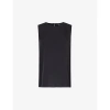 Theory Black Crewneck Top With Ruched Details On The Front In Black - 001