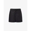 Theory Womens Black Eyelet Cotton Poplin Shorts In Black