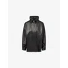 Theory Womens Black Funnel-neck Collared Leather Bomber Jacket In Black
