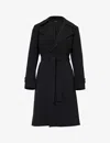 Theory Womens Black Oaklane Belted Regular-fit Crepe Coat In Black