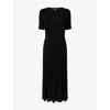 Theory Womens Black Panelled-rib Stretch-woven Midi Dress In Black