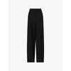 Theory Womens Black Pleated Wide-leg Woven Trousers In Multi