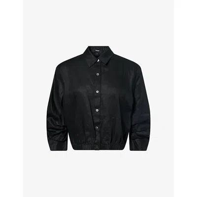 Theory Fixed Sleeve Linen Button-up Shirt In Black