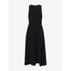 Theory Womens Black Sleeveless Round-neck Woven Midi Dress In Black