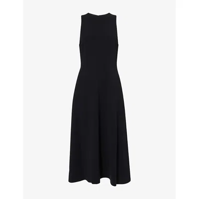 THEORY WOMENS BLACK SLEEVELESS ROUND-NECK WOVEN MIDI DRESS