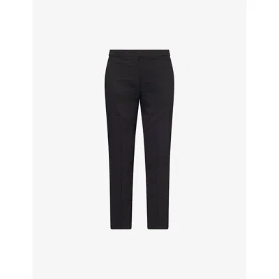 Theory Womens Black Treeca Pull- On Linen-blend Trousers