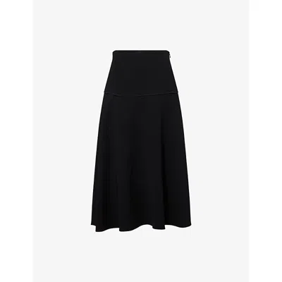 Theory Womens  Wide Yoke Woven Midi Skirt In Black
