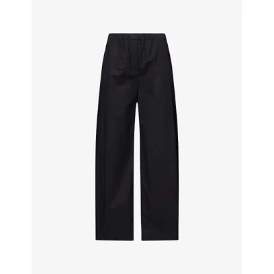 Theory Womens Black Wide-leg Parachute Cotton Trousers