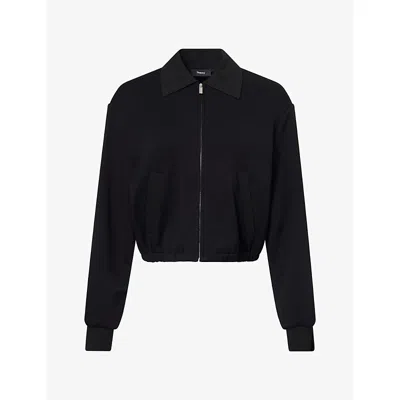 Theory Womens Blouson Stretch-knit Jacket Black - 001
