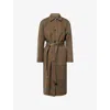 Theory Womens Brass Multi Belted Check-print Wool And Cashmere Coat In Brown