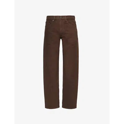 Theory Womens  Viggo Five-pockets Straight-leg Mid-rise Denim Jeans In Brown