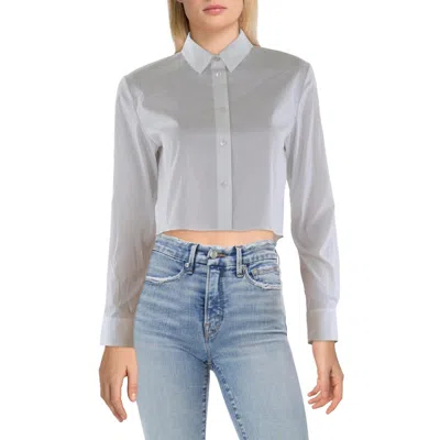 Theory Womens Button Down Dressy Cropped In White