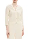 Theory Cotton Rib Knit Shrunken Cardigan In Beige