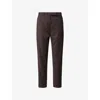Theory Womens Cacao High Waist Tapered-leg Wool Trousers In Brown