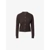 Theory Womens Cacao Round-neck Log-sleeved Cashmere Cardigan In Brown