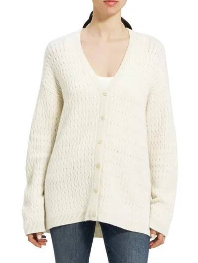 Theory Womens Cashmere Wool Cashmere Cardigan Jumper In Multi