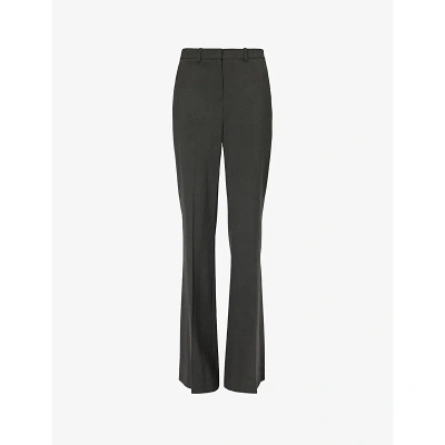 Theory Womens Charcoal Melange - A08 Demitria Boot-leg Mid-rise Stretch-wool Trousers