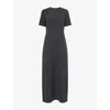 Theory Womens Regular-fit Raglan Wool-and-cashmere Maxi Dress Charcoal In Black