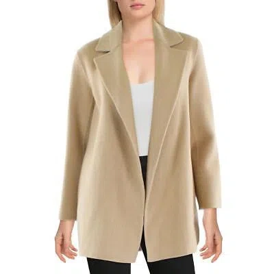 Pre-owned Theory Womens Clairene Tan Wool Open-front Collar Wool Coat S Bhfo 5786 In Palomino