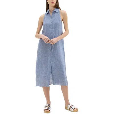 Theory Womens Collar Button Up Shirtdress In Blue