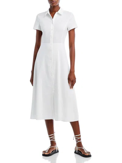 Theory Downing Cotton Short-sleeve Midi Shirtdress In White