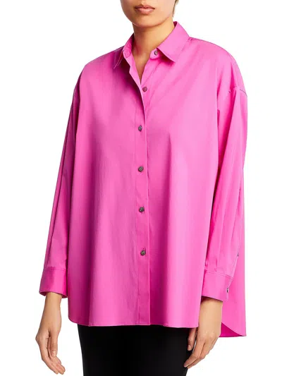 Theory Womens Collared Oversized Button-down Top In Pink