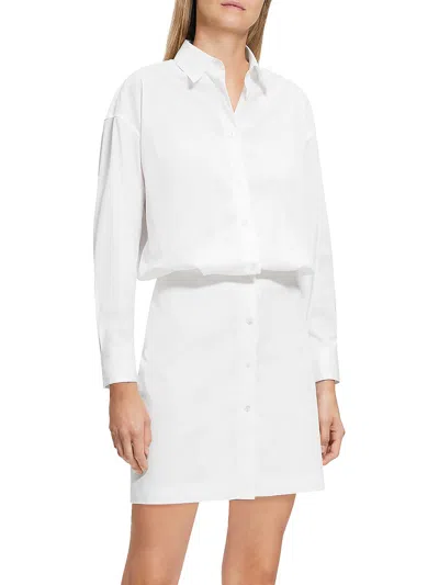 Theory Womens Collared Short Shirtdress In White