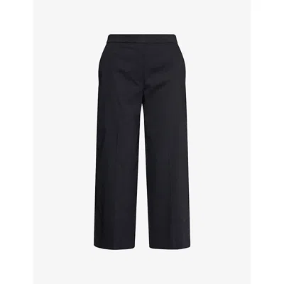 Theory Womens Relaxed-fit Tapered Linen-blend Trousers Concord