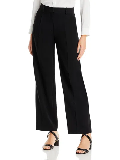 Theory Womens Crepe Double Pleated Dress Pants In Black