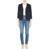 Theory Womens Crepe Shoulder Pads Open-front Blazer In Blue