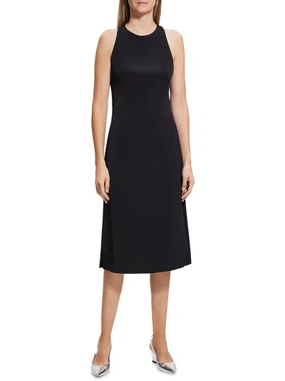 Theory Womens Crossback Short Midi Dress In Black