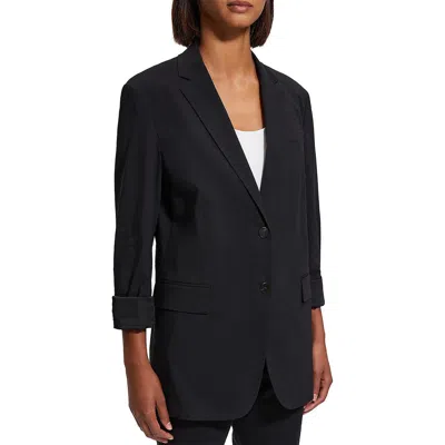 Pre-owned Theory Womens Cuff Sleeve Boyfriend Fit Two-button Blazer Jacket Bhfo 7788 In Black