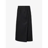 Theory Womens Black Deep Regular-fit Pleated Stretch-woven Maxi Skirt In Black