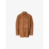 Theory Womens Deep Tobacco Relaxed-fit Long-sleeves Suede Shirt In Brown