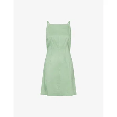 Theory Womens Delicate Green Apron Linen-blend Mini Dress