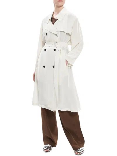 Theory Womens Double-breasted Lightweight Soft Shell Jacket In White