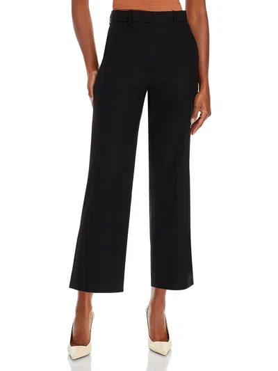 Theory Womens Flare Legs Pleated Cropped Pants In Black