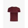 Theory Womens Grenache Tiny Round-neck Pima-cotton Jersey T-shirt In Burgundy