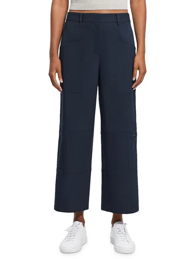 Theory Womens High Rise Solid Cargo Pants In Blue