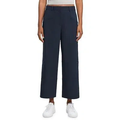 Pre-owned Theory Womens High Rise Solid Casual Cargo Pants Trousers Bhfo 4076 In Blue