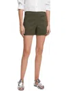 Theory Good Tab Waist Linen Blend Shorts In Green