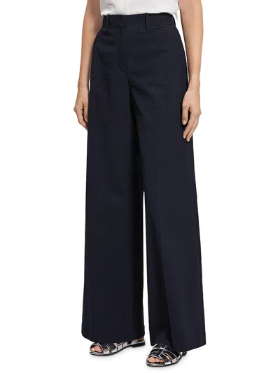 Theory Womens High Rise Solid Wide Leg Pants In Blue